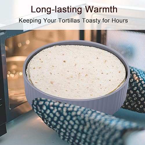 Miniatura 4 de Eichzer Calentador de tortillas de 8.5 x 2.5 pulgadas, soporte de tortilla premium para hogares y restaurantes, recipiente de tortilla para mantener