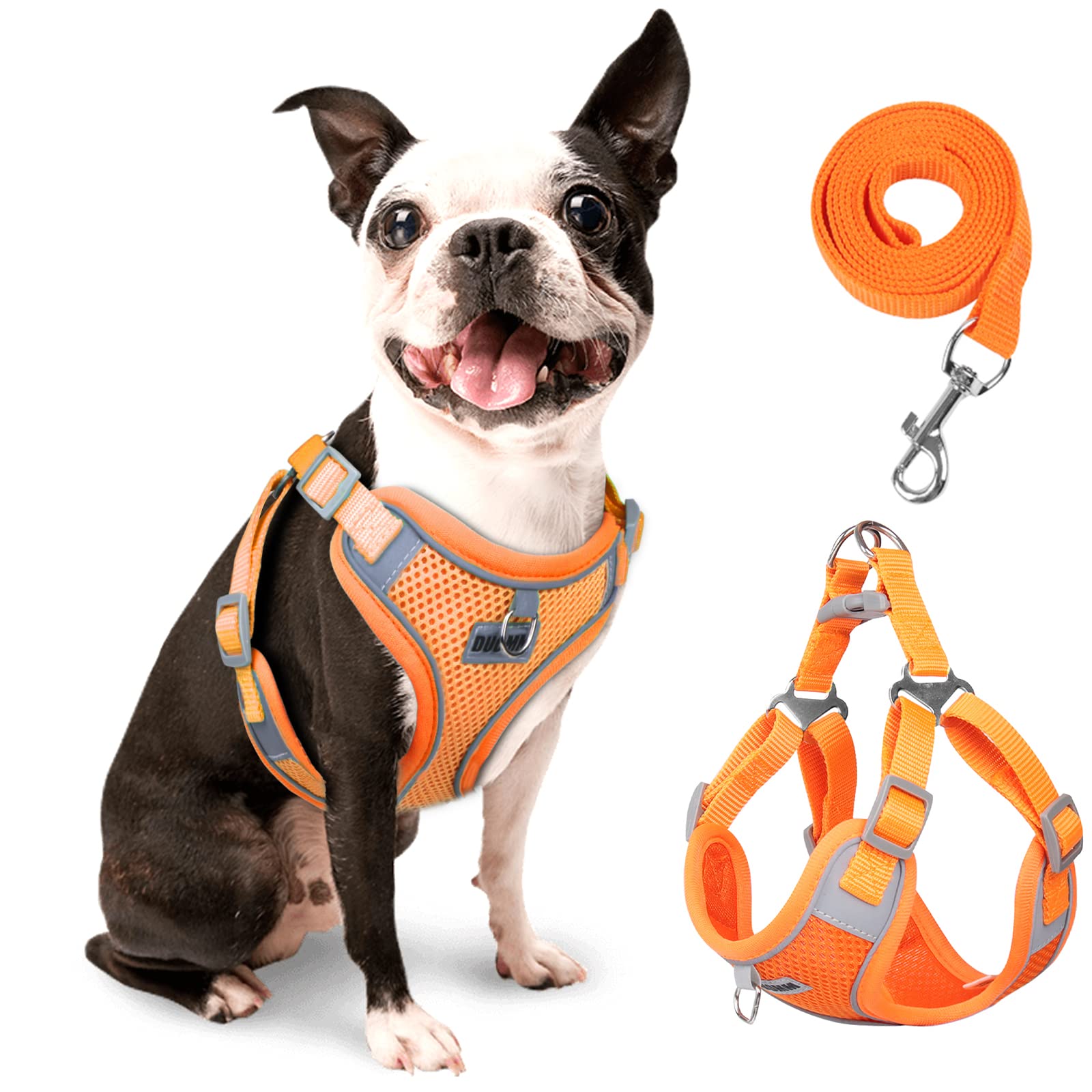 rennaio Dog Harness No Pull, Adjustable Puppy Harness with 2 Lead Clips, Ultra Breathable Padded Dog Vest Harness