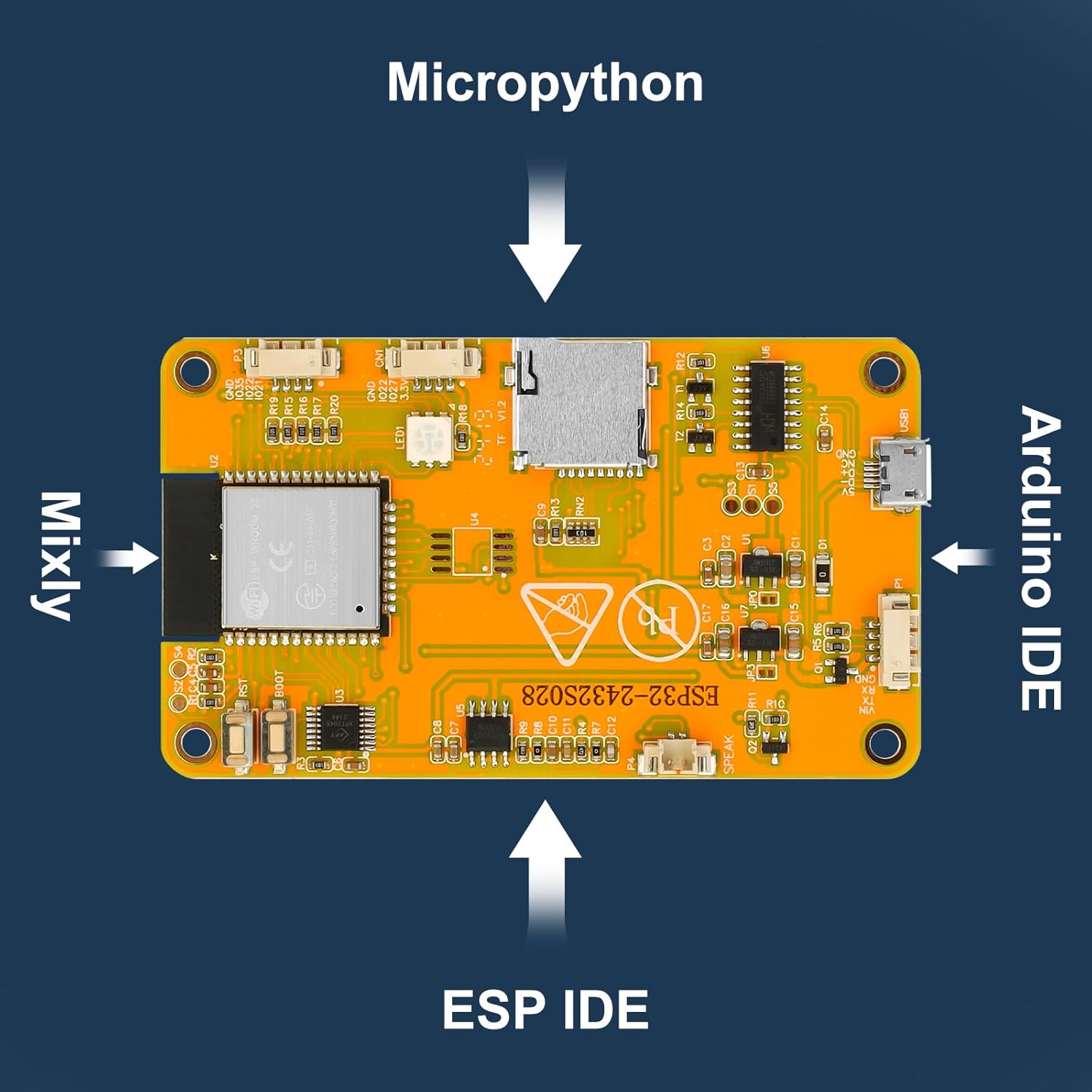 2 Pack 2.8" ESP32 Development Board WiFi Bluetooth ESP32-2432S028R Dual-core 240x320 Smart LCD Display TFT Module Touch Screen for Arduino IDE IoT (with Acrylic Shell)