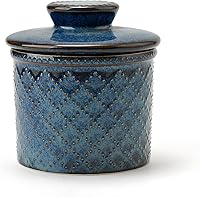 Vista 1 de XELA - Vajilla de mantequilla de cerámica - Plato de mantequilla con tapa para encimera - Mantenga su mantequilla perfectamente untable 24/7 - Con