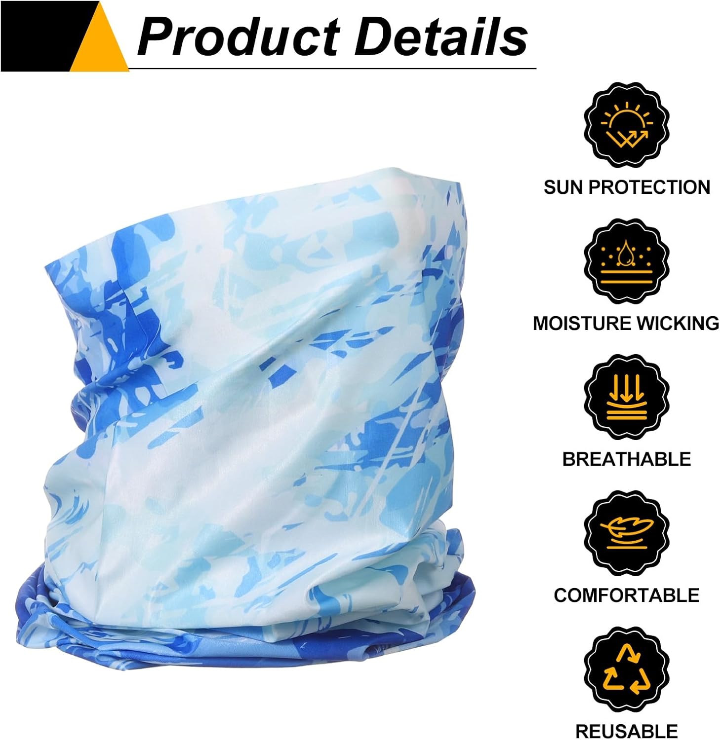 HARFINGTON Summer Cooling Neck Gaiter Sun Protection Face Mask Fishing Neck Gaiter Unisex Sunscreen Breathable Bandana for Fishing Outdoor Sports, Camo Blue-White - Image 4