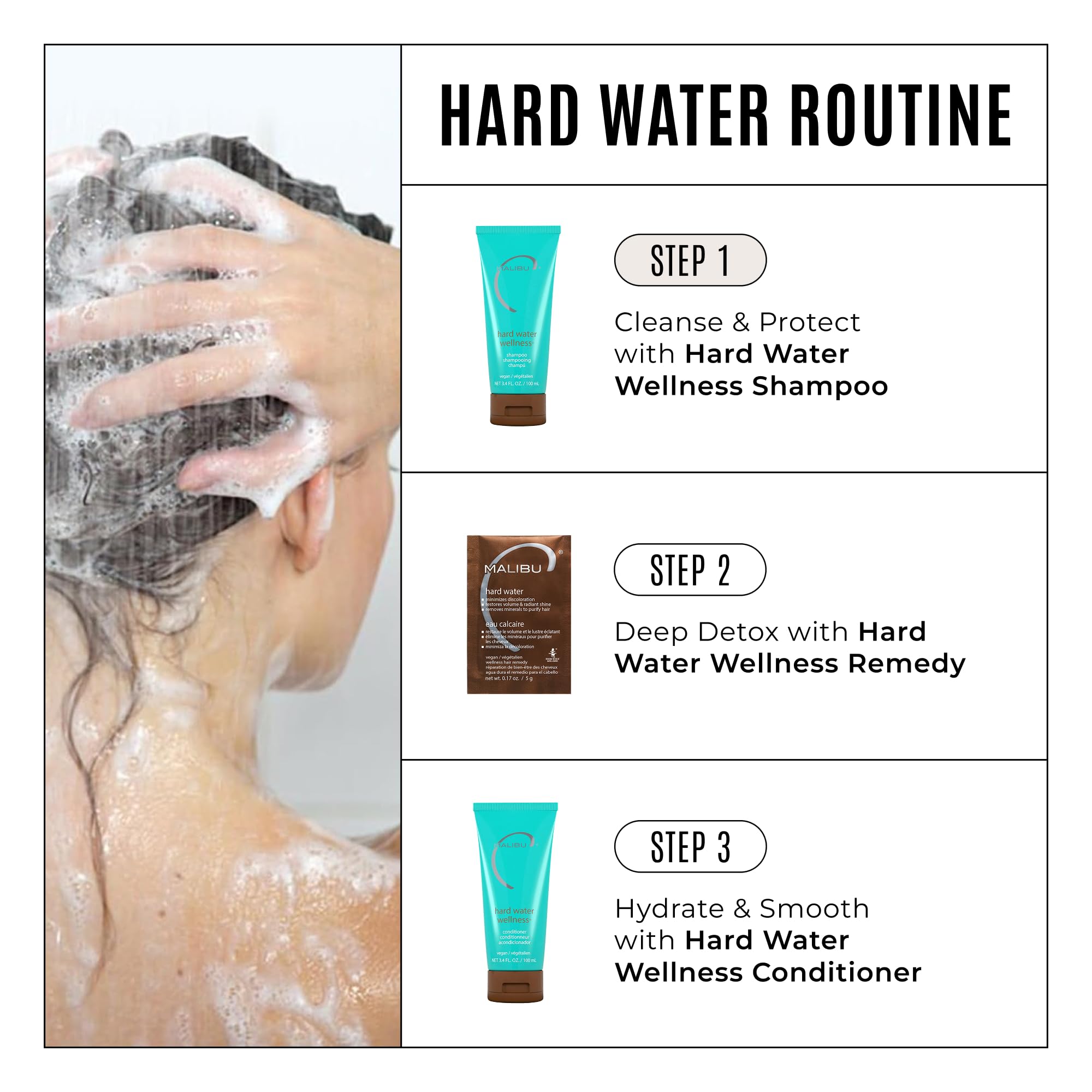 Malibu C Hard Water Hair Clarifying Shampoo - Travel Size Sulfate Free Chelating Formula for Build Up & Scalp Detox - Removes Minerals Prevents Discoloration Restores Shine - Vegan Hair Care  product thumbnail 7