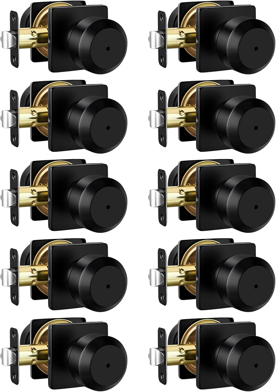 Goldenwarm Matte Black Door Knobs Interior, Bedroom Door Knob Bathroom, Interior Door Knobs Privacy Modern Door Knob 10 Pack