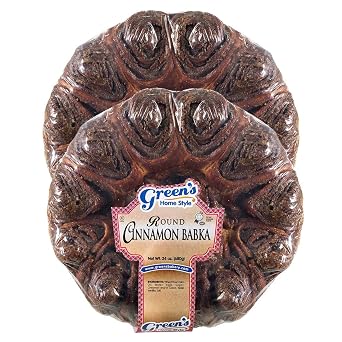 Greens Bakery Cinnamon Round Babka Cakes, 2 Pack 24 oz. Fresh and Delicious, OK Certified Kosher and Pareve Babka Bread, Dairy Free and Nut Free