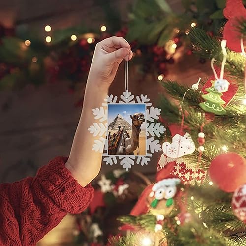 Miniatura 9 de Adornos de copo de nieve de Navidad con estampado de pirámide de camello, decoraciones colgantes de Navidad, adornos de árbol de Navidad para