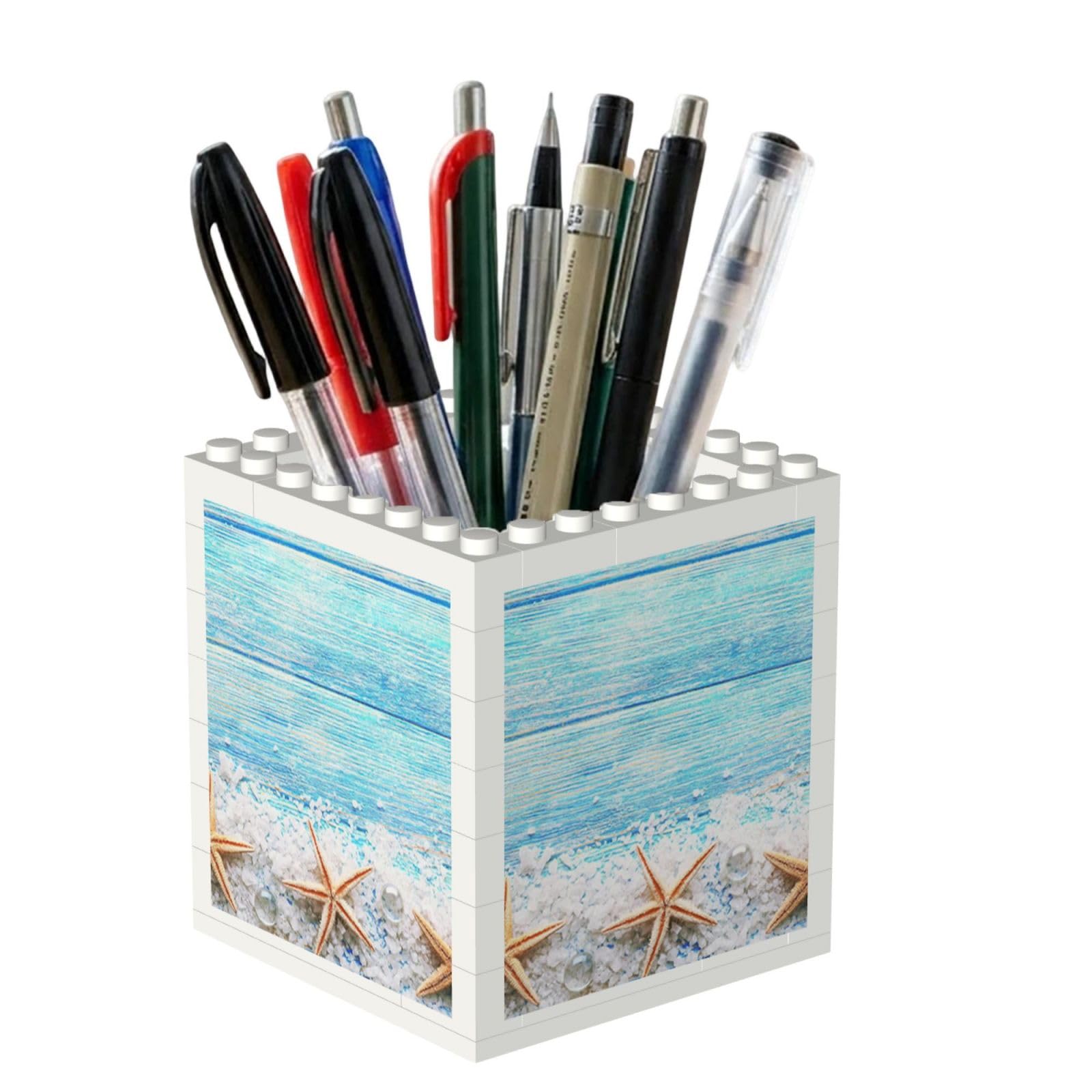 Poadnly Sea Stars On Sea Salt, Pen Pot Pencil Holder for Office Home School, Compact Desk Organiser for Office Stationery