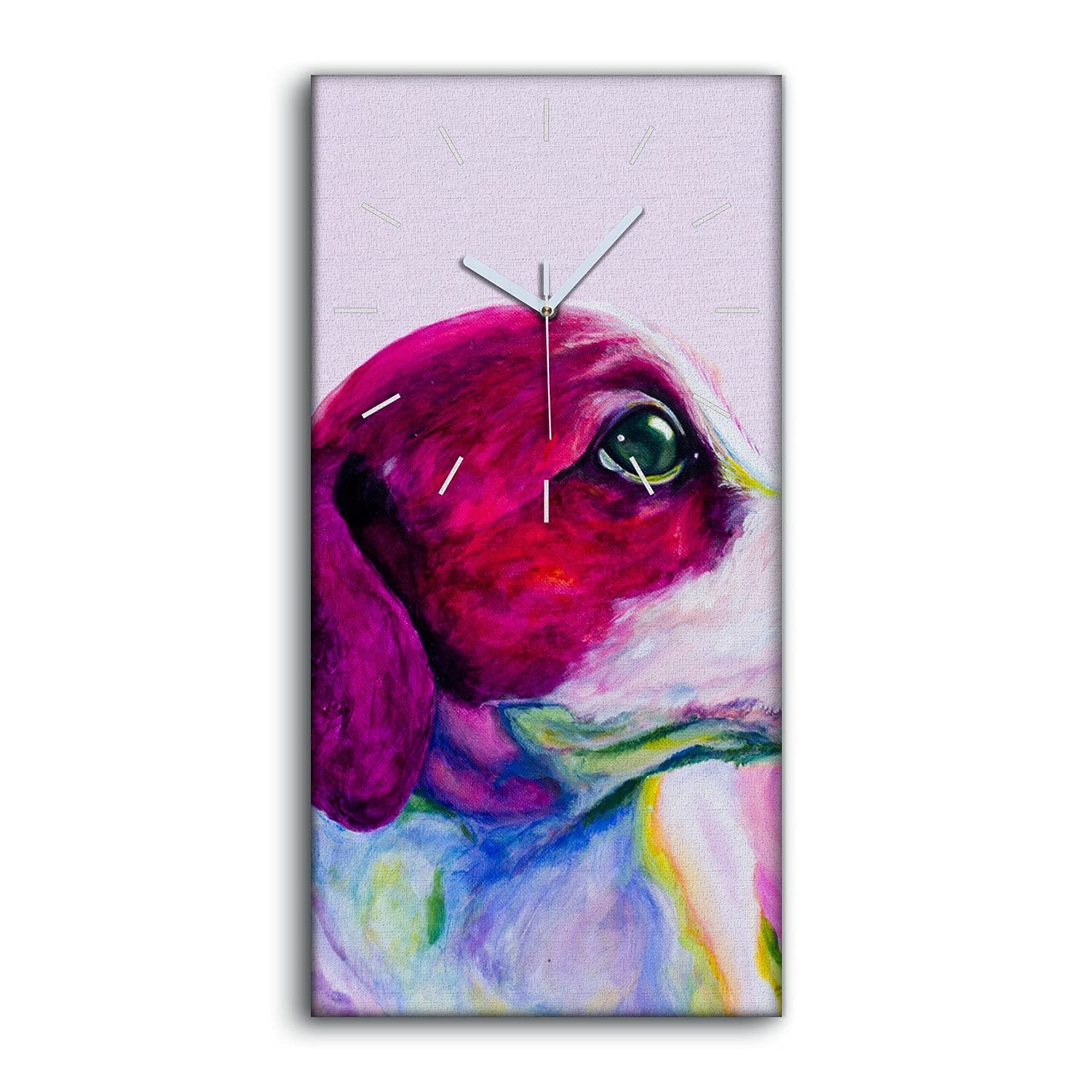 Horloge sur Toile Chiot Néon Coloray Élimine le Tic-Tac Déco Salon 30x60