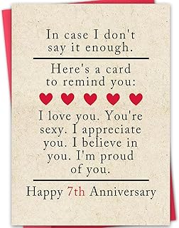 7 Year Anniversary Card Gifts for Him Her,Happy 7th Anniversary Card for Woman Men Husband Wife,Copper Wedding Card