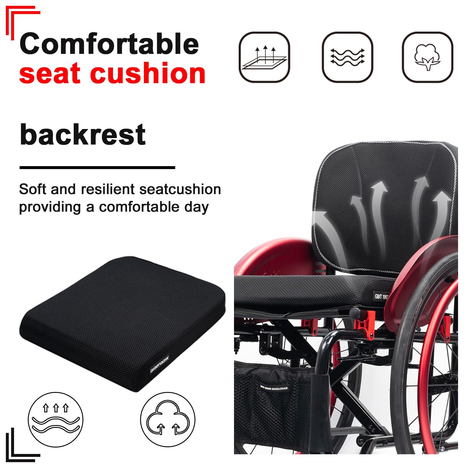 Silla de Ruedas Deportiva Silla de Ruedas Ligera Silla de Ruedas cómoda Silla de Ruedas para Movilidad Reducida(Seat Width 42cm,B)