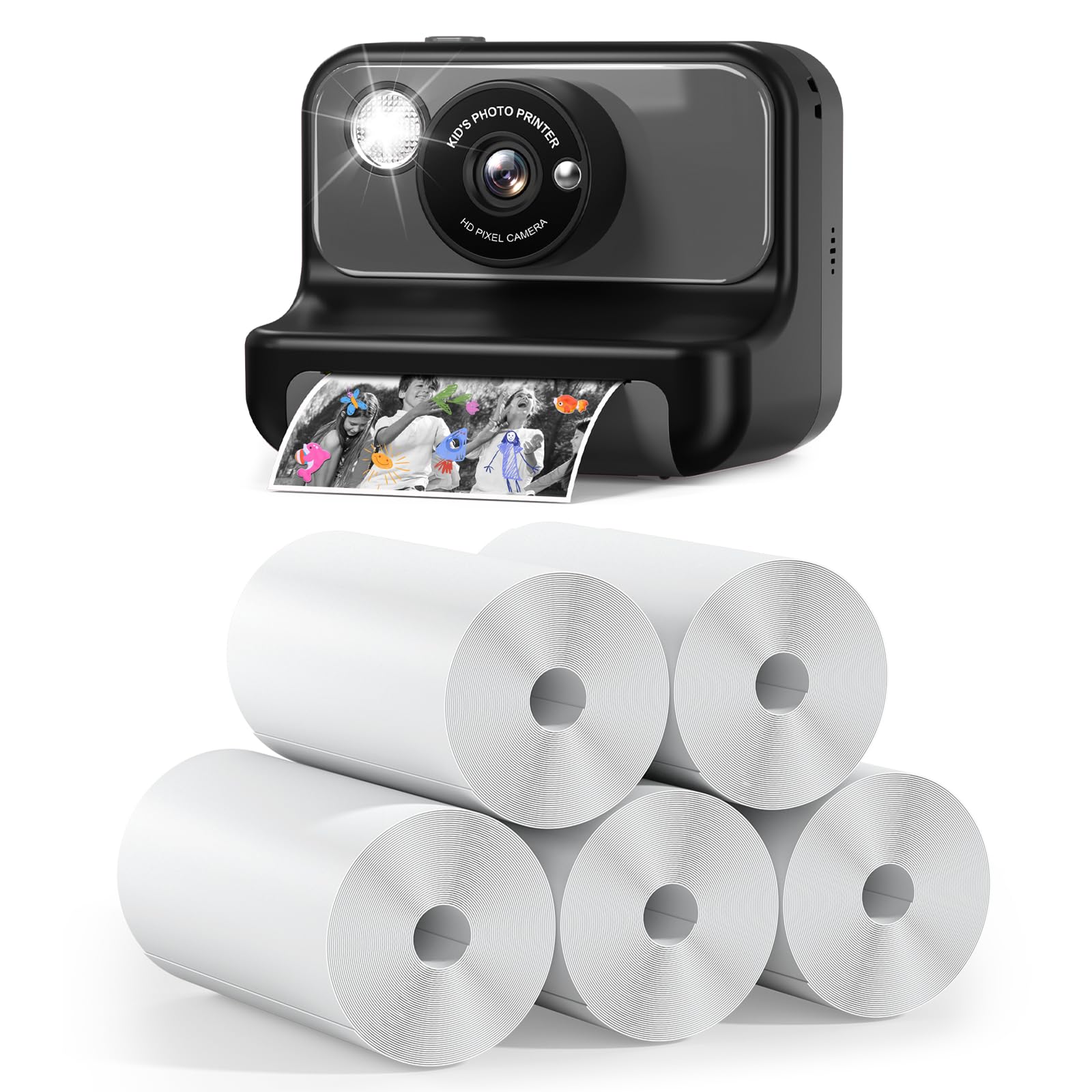 Kids Camera Instant Print and Kids Instant Camera Refill Print Paper-8 Rolls, Christams Birthday Gifts for Girls&amp;Boys Age 3-12