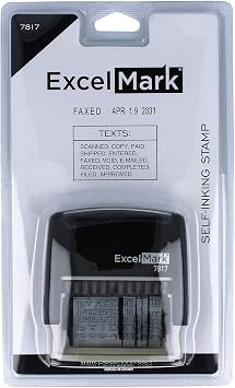 ExcelMark 12 Phrase Self-Inking Date Stamp - 2 x 1/4 Impression - Black Ink (7817)