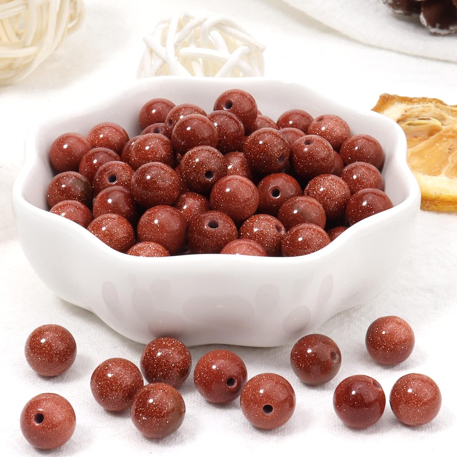 35pcs 10mm Natural Stone Beads Gold Sandstone Beads Energy Crystal Healing Power Gemstone for Jewelry Making, DIY Bracelet Necklace image 5