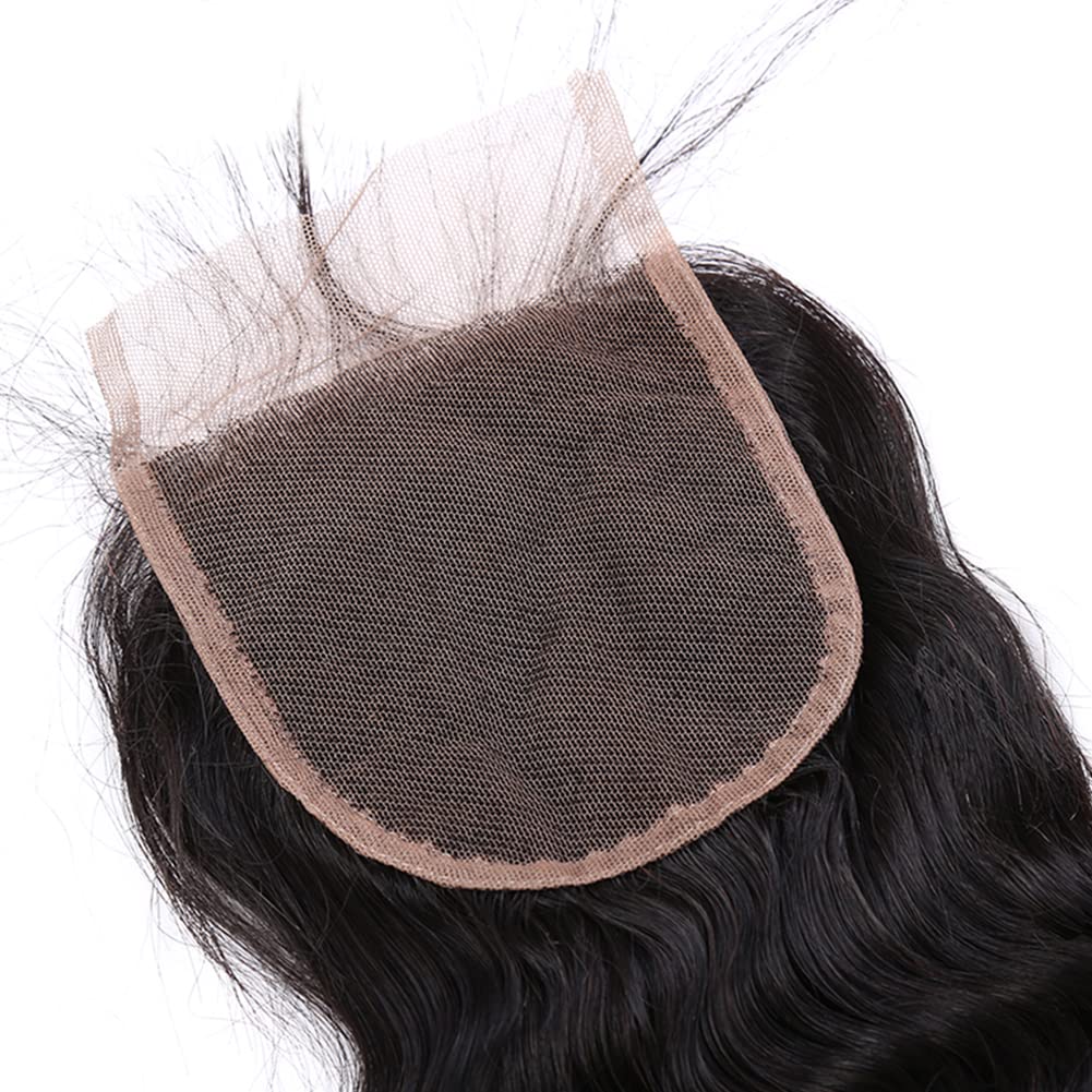 Top Grade 11A 4 * 4 Lace Closure One Donor Loose Deep WaveHuman Hair 100% Unprocessed Brazilian Virgin Hair Closure Free Part with Baby Hair Bleached Knot Natural Color 16inches