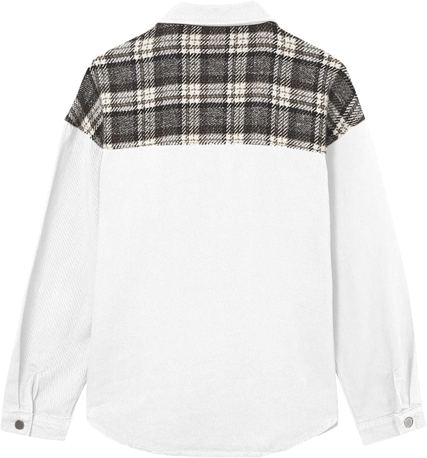Jean Jacket Women Plaid Shacket Jacket Oversized Denim Jacket Long Sleeve Button Down Shirts Fall Jacket with Pocket