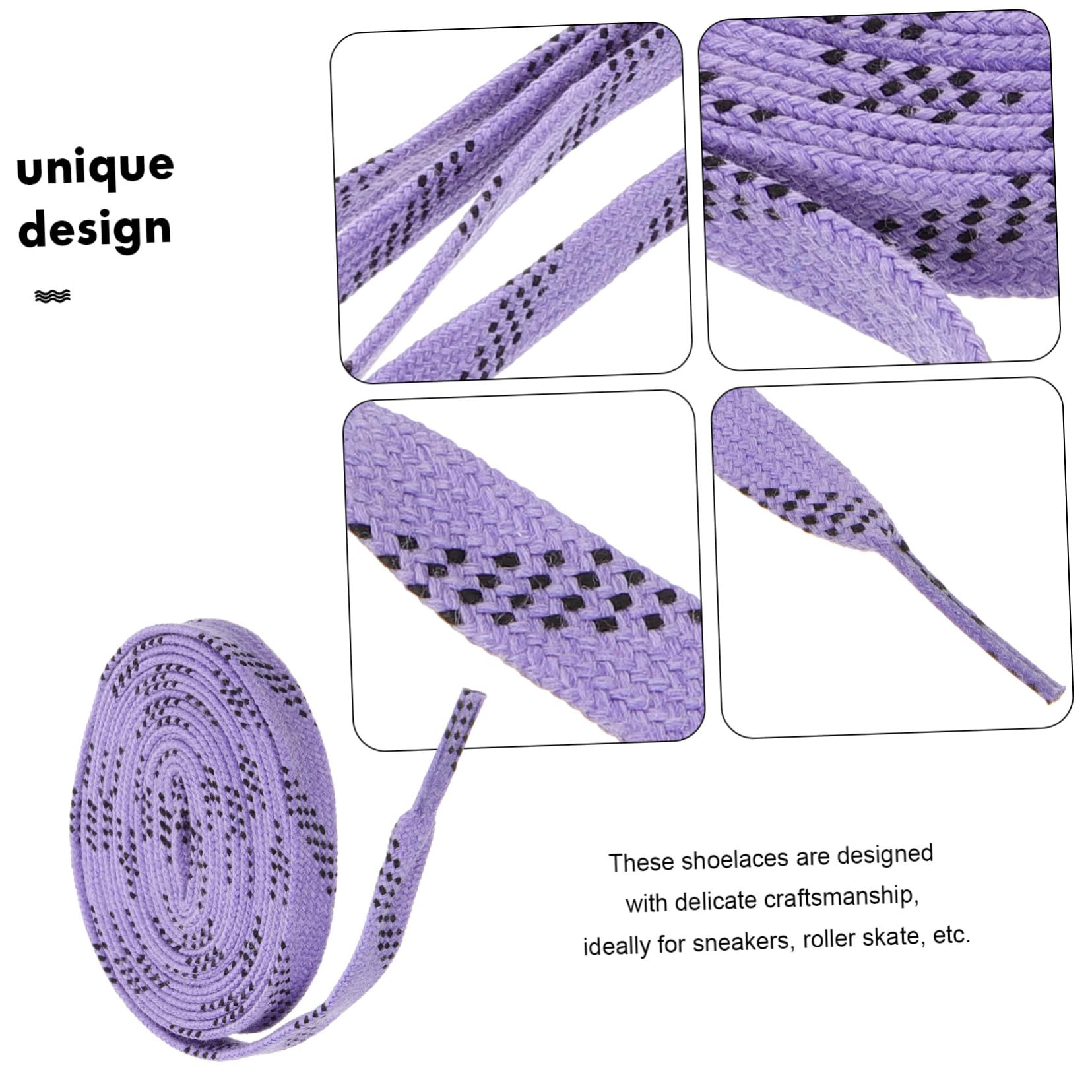 Abaodam Lacets cirés Lacets de Patinage de Hockey sur Glace Lacets de Patins de Hockey cirés Noir Sangles de Chaussures de Sport de Hockey Chaussures Lacets pour Baskets Coton