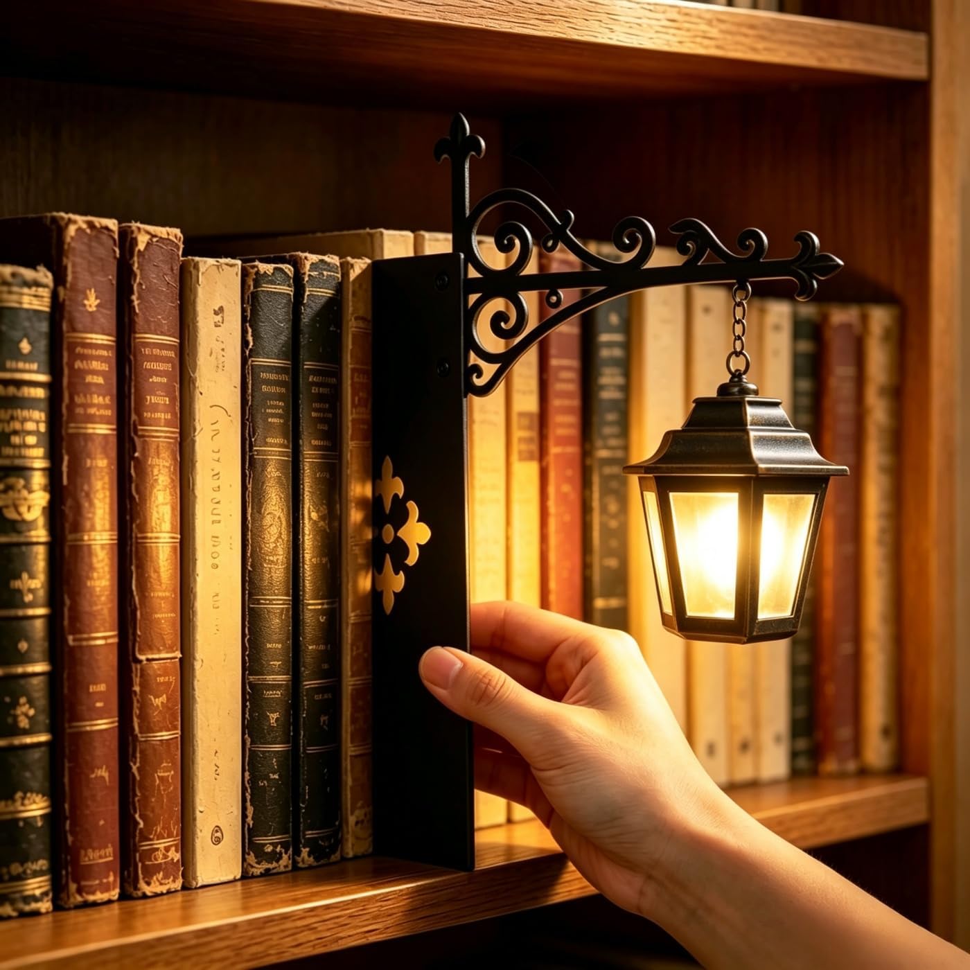 Library Lantern-Decorative Bookshelf Lighting, Reading Nook LED Nightlight, Miniature Hanging Shelf Lamp for Study Corner Home, Enchanting Gift for Literary Lovers