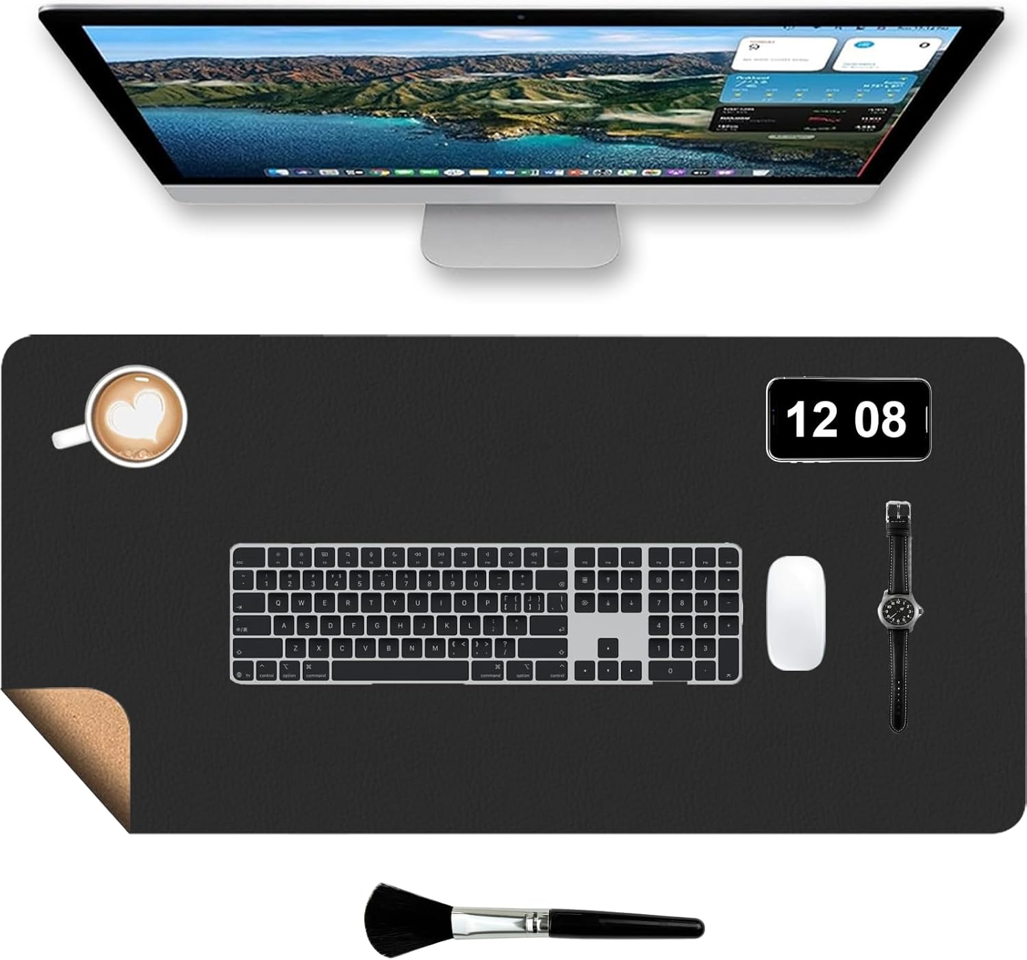 Escritorio Pad de Doble Cara con Cepillo Mini Teclado 80x40 cm