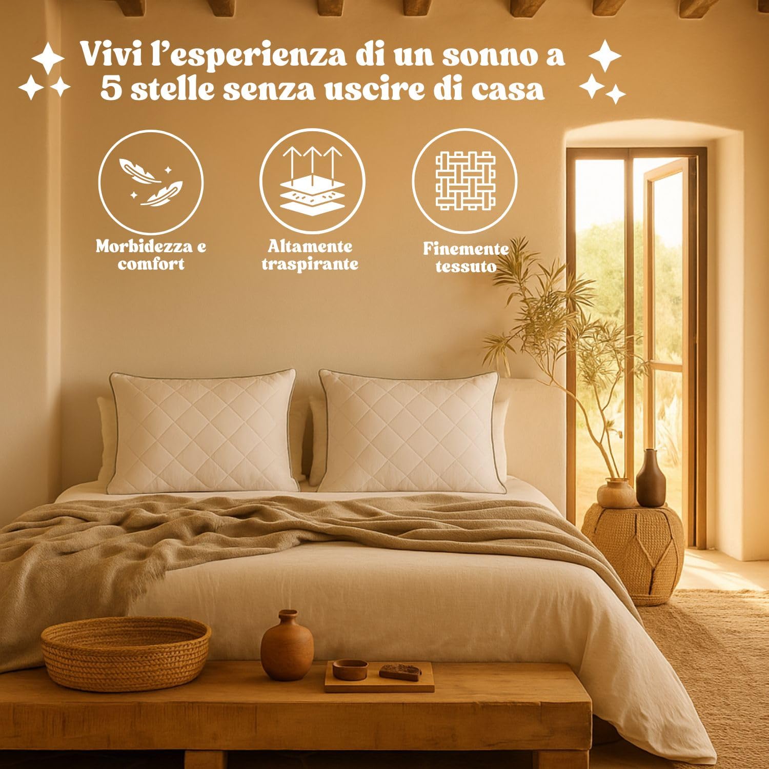 DREAMWAY - Set di 2 Cuscini 50x70cm, Cuscino in Microfibra Morbidi, Ipoallergenici, Lavabili, Qualità Hotel, Ideali per Chi Dorme di Lato e sulla Schiena, Cuscini Traspiranti e Morbidi