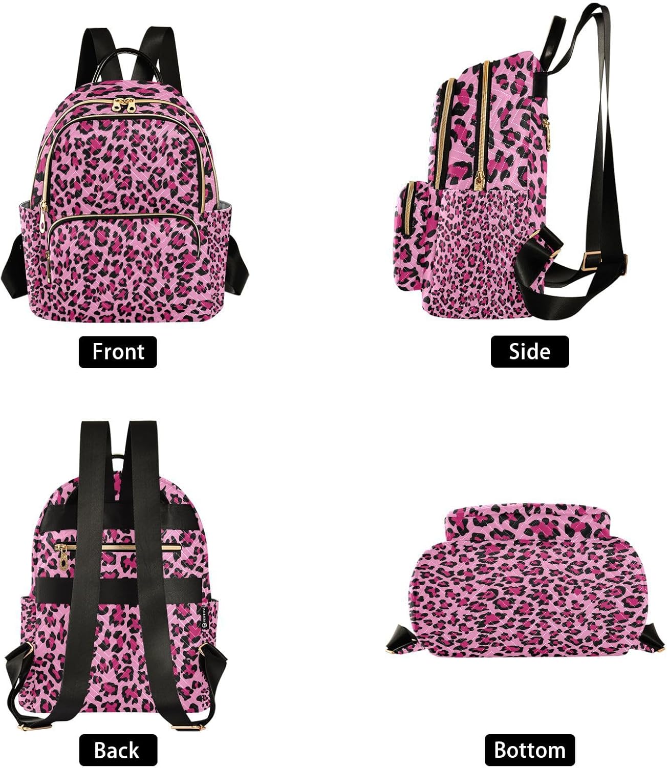 ALAZA Pink Leopard Cheetah Print Mini Backpack Purse for Women Travel Bag Lightweight Shoulder Bag Fashion Daypack31 - Image 2