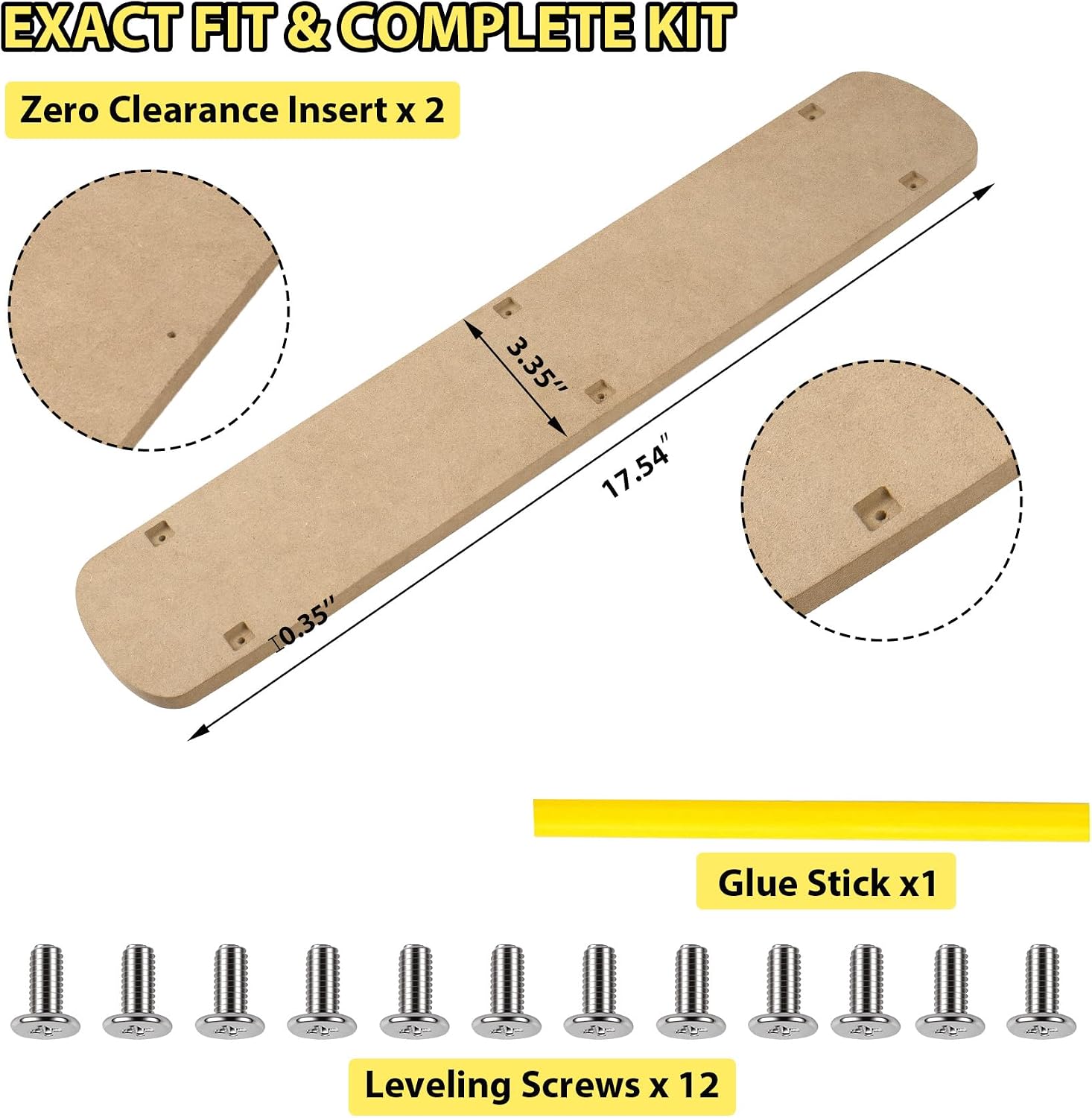 Zero Clearance Insert for DeWalt 12" Sliding Compound Miter Saws DWS780, DWS779, DHS790, DWS782, DHS780 - Durable Replacement Throat Plate for Precision Cuts (2 Pack)