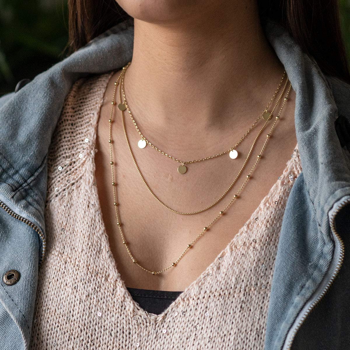 MATERIA Venezianerkette Gold Damen - Halskette 925 Silber vergoldet Goldkette 1,2mm für Frauen Mädchen in Box K100
