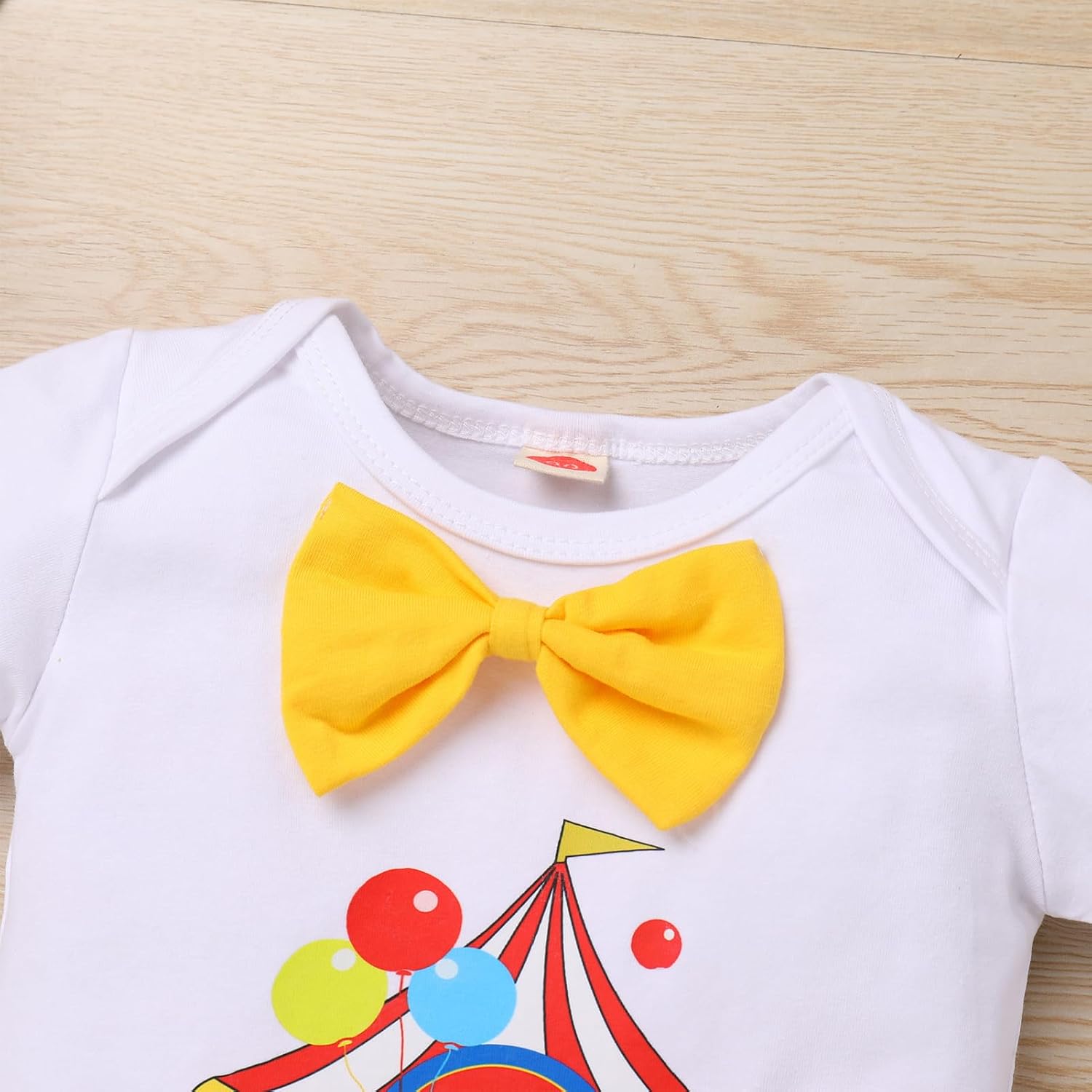 Baby Boy First Birthday Clothes, Circus Carnival 1st Birthday Outfit Bow Tie Romper Suspender Shorts Set