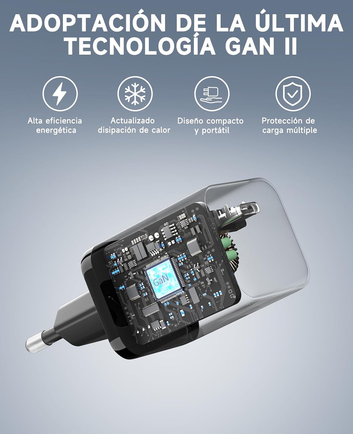 Cargador USB C 65W, Carga Rápida PD3.0 PPS Adaptador Portátil GAN II con Cable USB C Trenzado 2M, Compatible para MacBook Pro/Air, para iPhone 17/16/15, para Samsung Galaxy S25/S24/S23 Ultra(Negro) 7