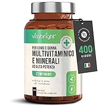 Multivitaminico Completo VitaBright Uomo e Donna | 400 Compresse (400 Giorni) | 27 Vitamine e Minerali | 100% NRV Tutte le Vitamine | Integratore Multivitaminico per Adulti e Ragazzi 12+