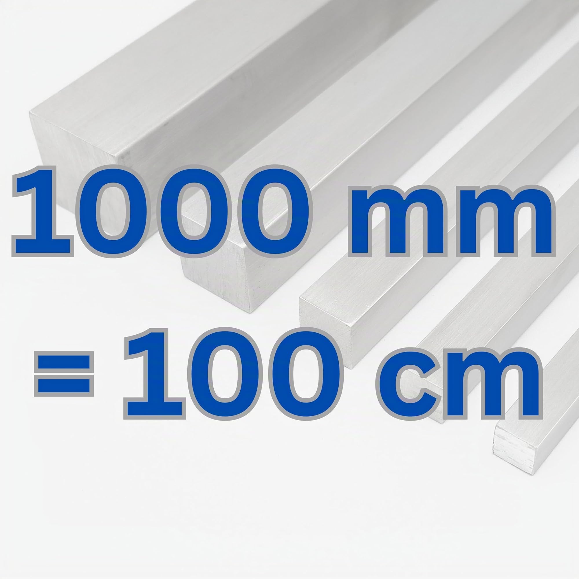 Barre en aluminium AlMgSi0,5 ZGG en forme de carré de 4 côtés, barre pleine en profil carré, dimensions des arêtes 10-30mm, longueur 50-2000mm, 4 côtés (Longueur : 1000 mm = 100 cm, 30x30 mm)
