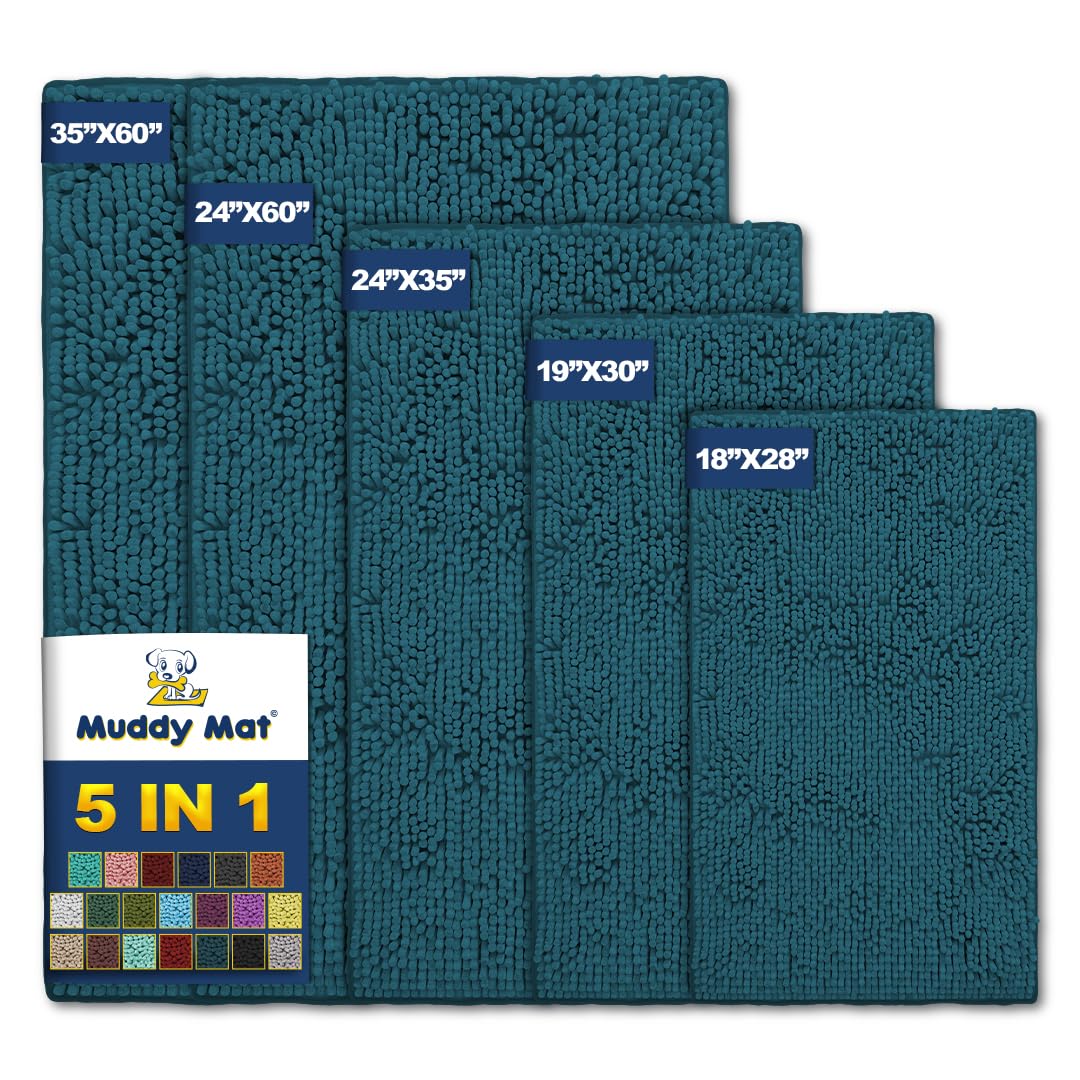 Muddy Mat Pack of 5 Absorbent Microfiber Door Mat and Pet Rug Non Slip Thick Washable Area and