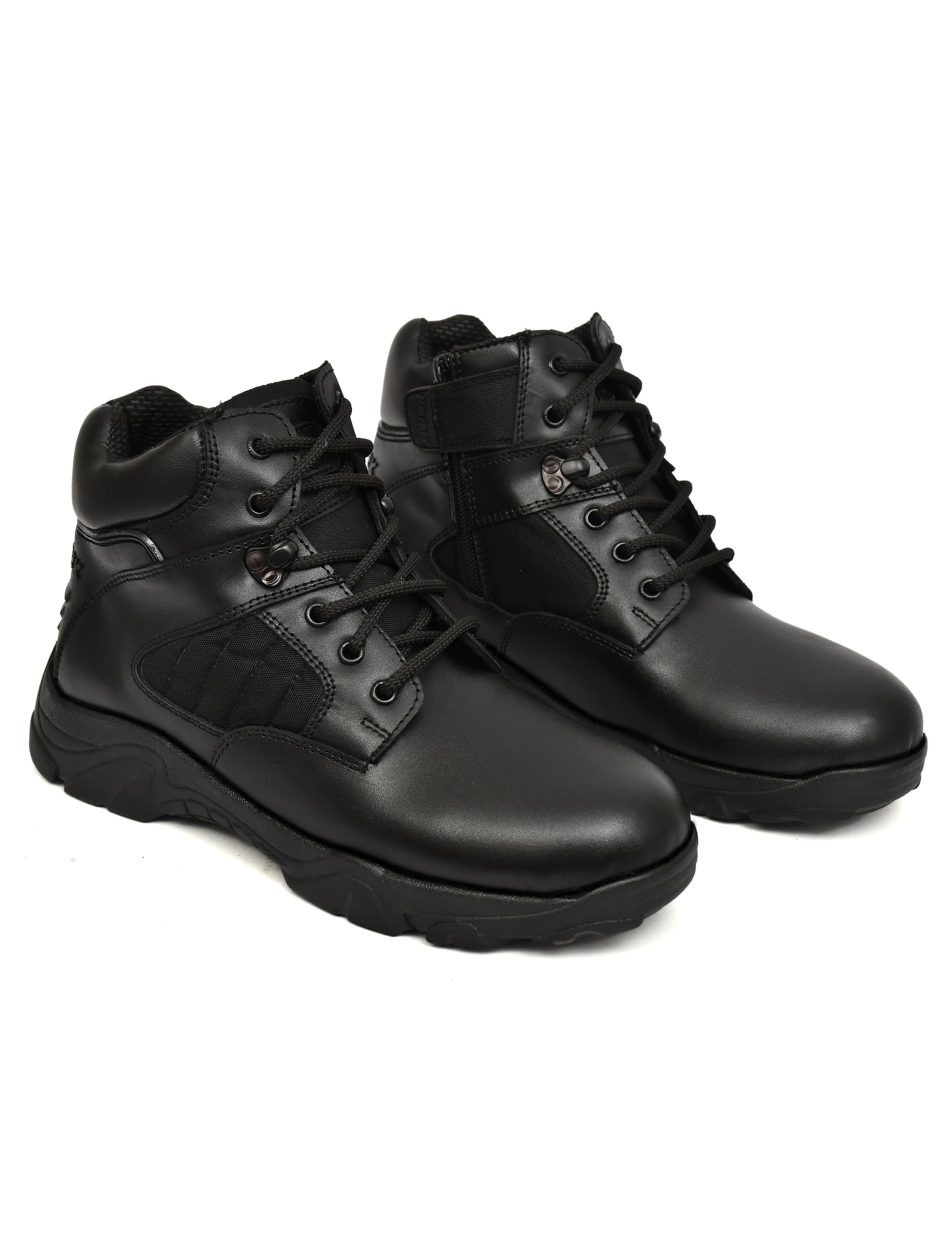 Tactical Army Boots for Men Genuine Leather High Ankle Military Combat Boots with Side Zip, TPR Sole, Outdoor Trekking Hiking Police Security NCC Training Boots-image-26