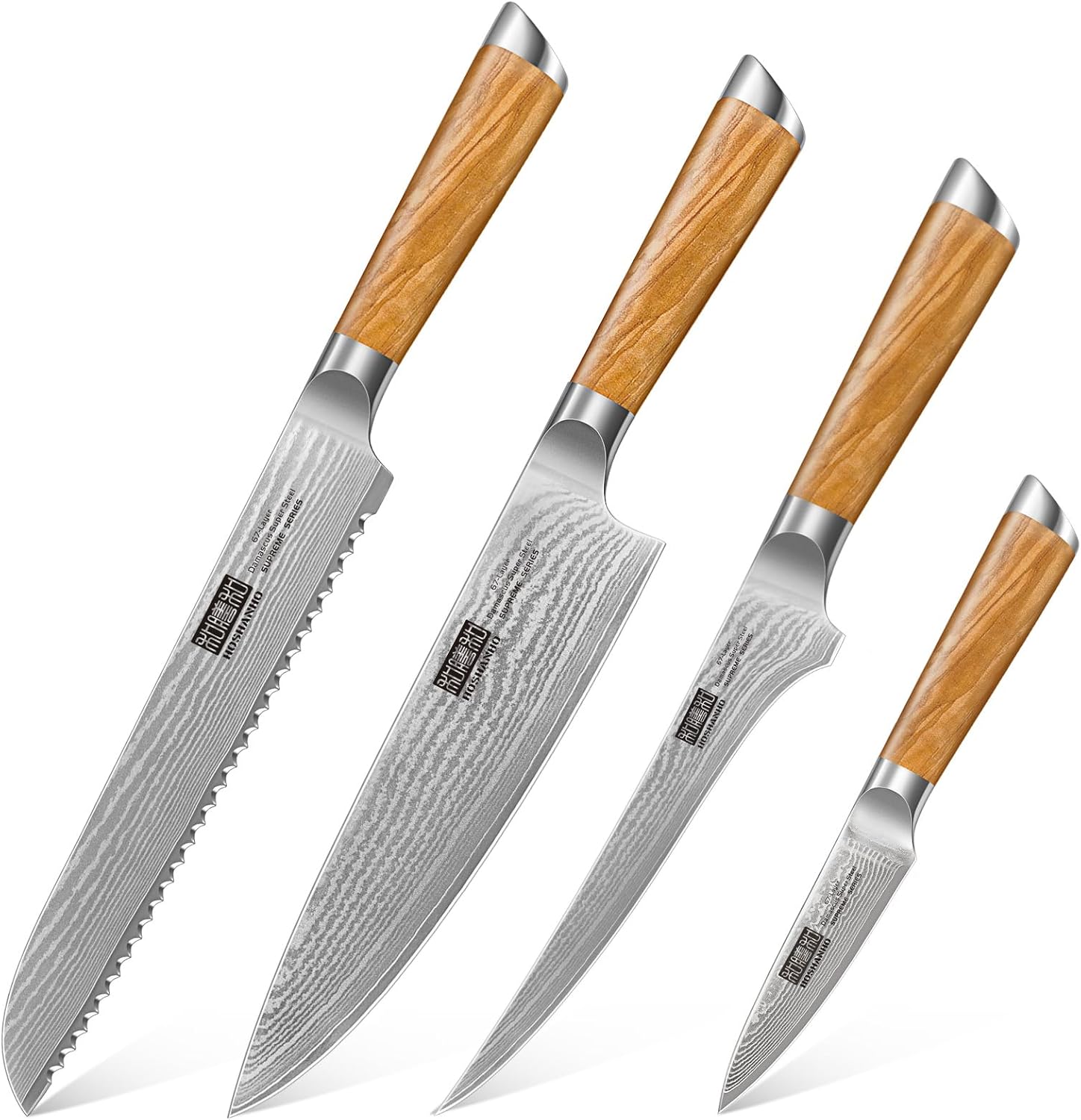 HOSHANHO Professional Damascus Ultra Sharp Bread & Chef & Fillet & Paring Knife