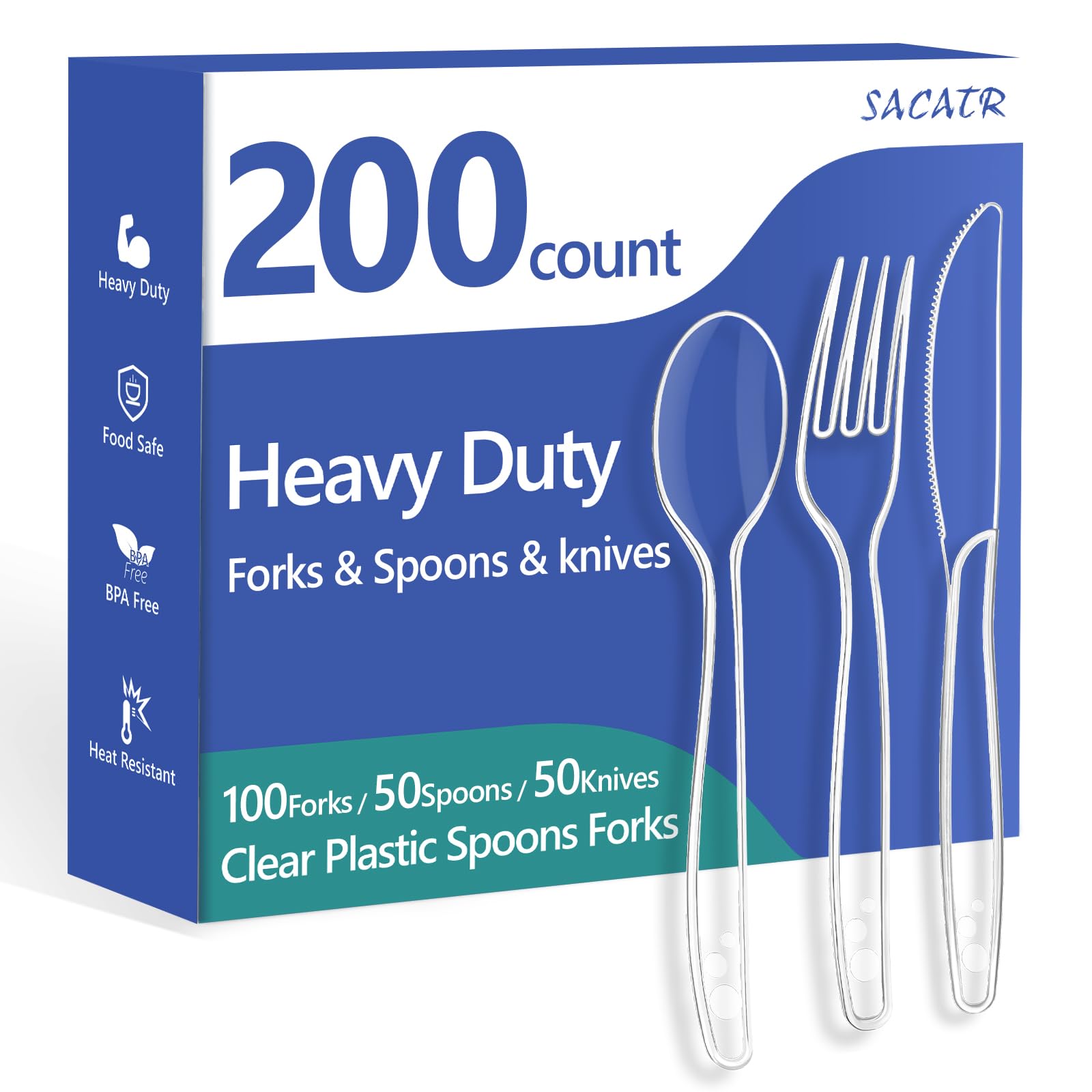 SACATR 1000 Count Clear Plastic Silverware Heavy Duty -Forks, Spoons,Knives — Amazon image 13