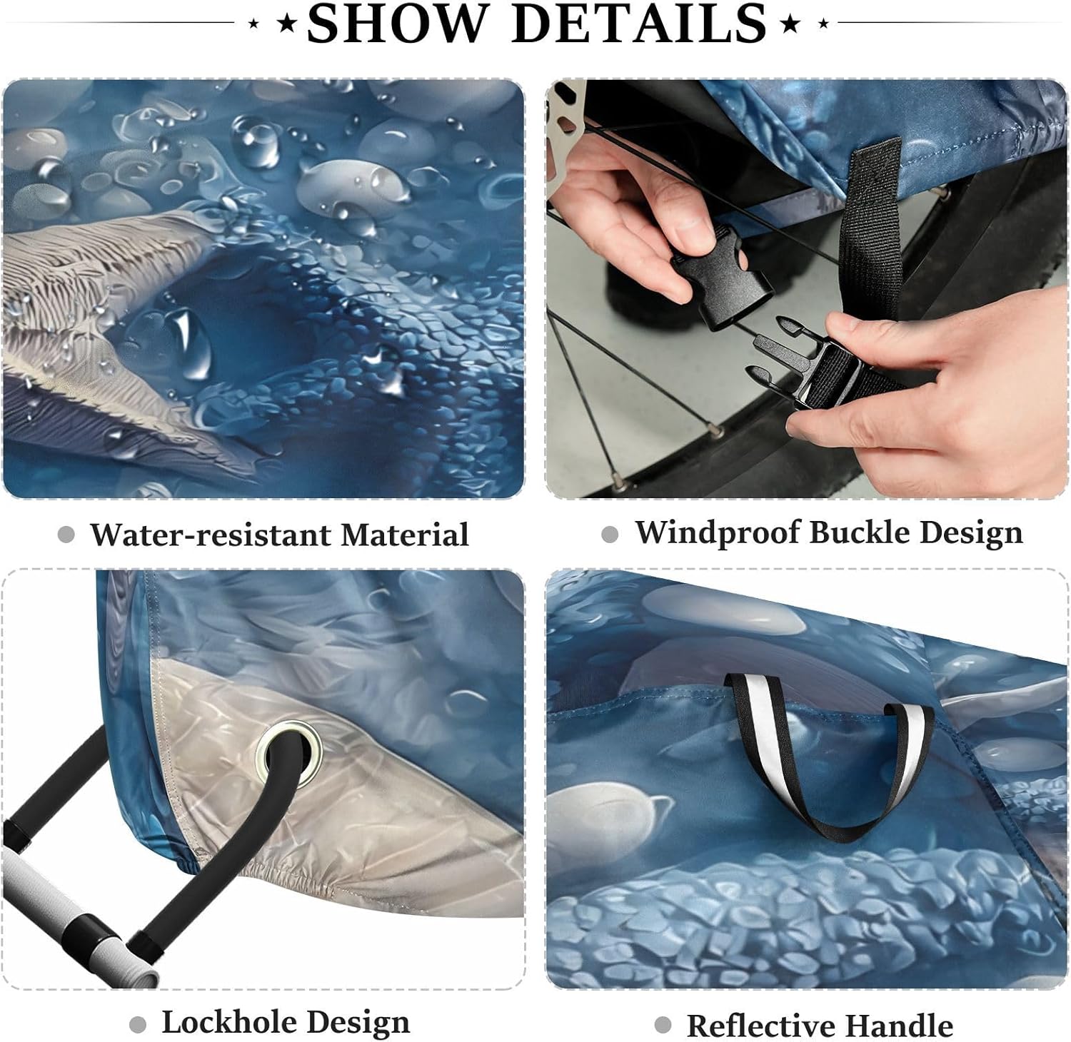 ALAZA Blue Starfish Pearl Beach Bike Cover Waterproof Outdoor Ebike Bicycle Covers Tarp Protection for 1/2 Bikes, Sun UV Dust Wind Proof