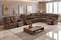 Vista 10 de A Ainehome Juego de Sofá Seccional Reclinable con Almacenamiento, Juegos de Sofá de Pana Reclinables Seccionales Manuales para Sala de Estar con 3