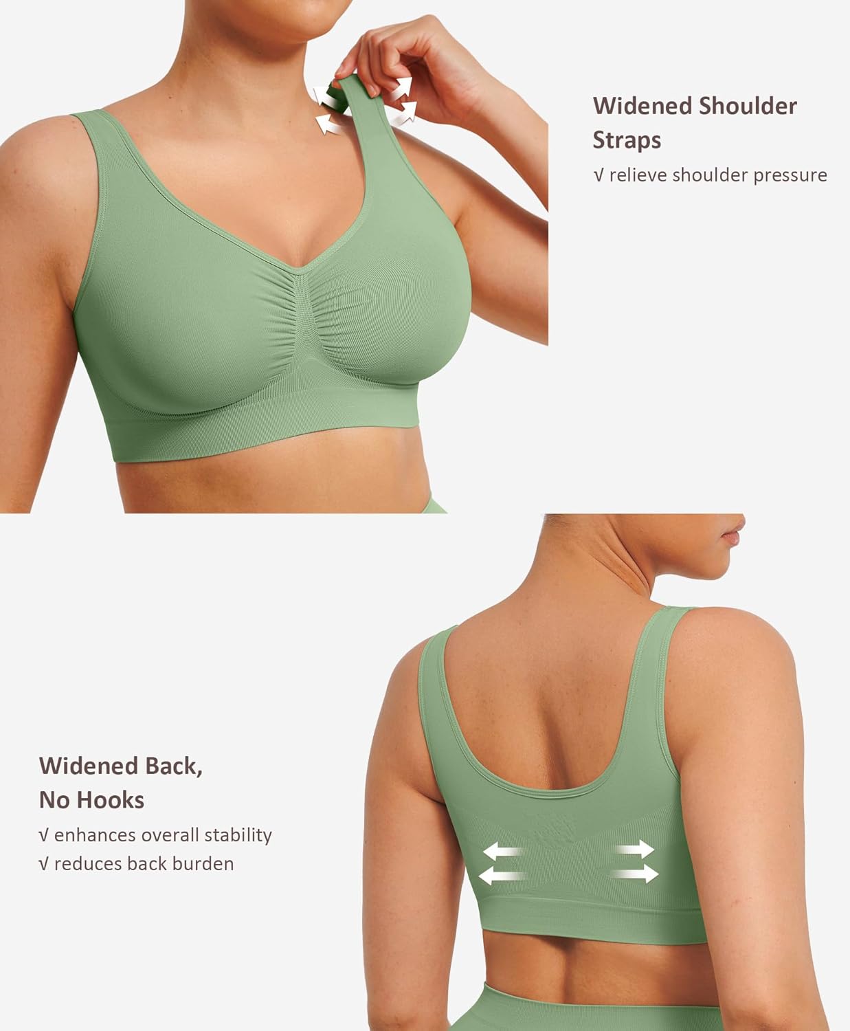 FeelinGirl Bras for Women No Underwire Seamless Smooth Bralette Full Coverage Comfy Everyday Bras with Wide Straps - Image 5