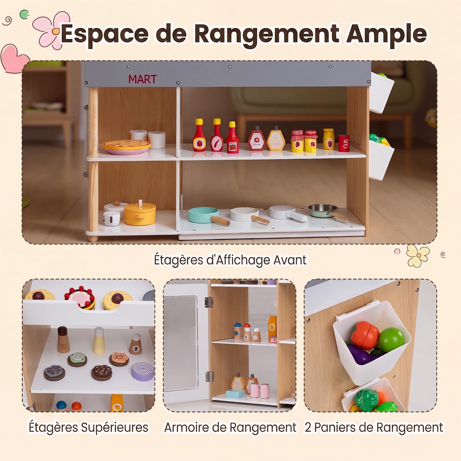 COSTWAY Marchande Enfant avec Comptoir de Caisse & Tableau Noir