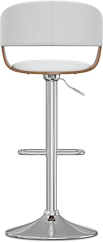 Miniatura 12 de SIMPLIHOME Lowell Taburete de bar giratorio ajustable, silla tapizada de metal de 33 pulgadas de altura del asiento en tela de aspecto de lino gris