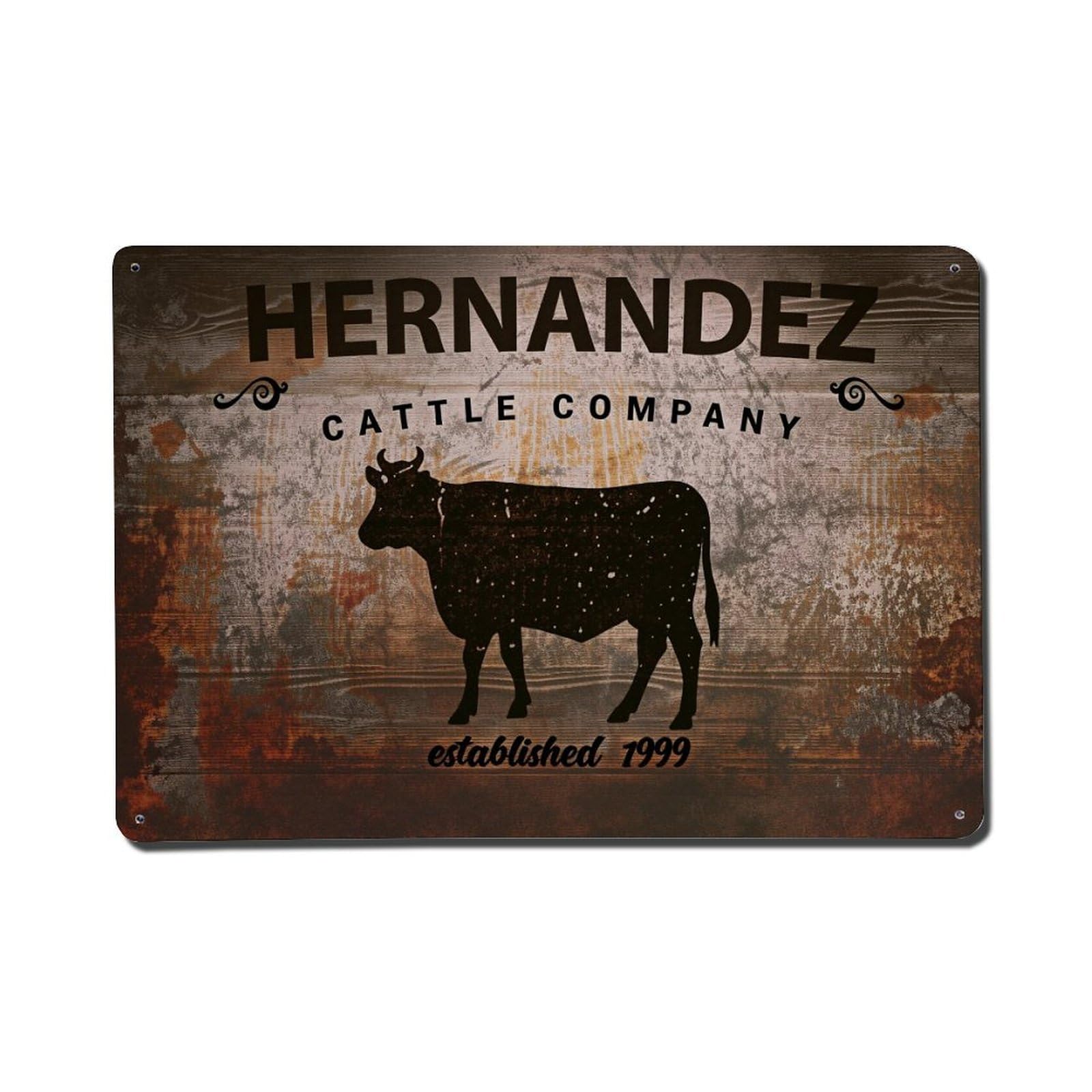 Rustic Wood Texture Cow Silhouette Tin Sign Vintage Metal Poster, Home Bar Garage Man Cave Cafe Indoor & Outdoor Wall Decoration 8x12Inches