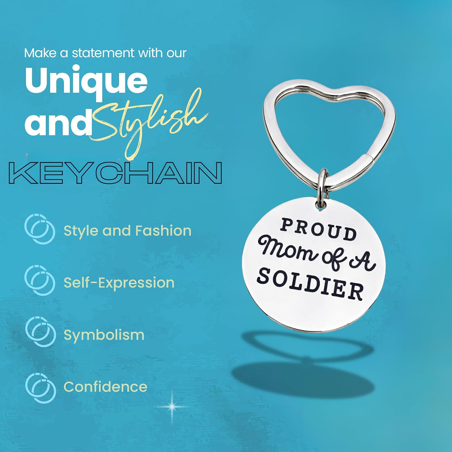 Infinity Collection Proud Soldier Mom Keychain, Love My Soldier Jewelry, Gift for Mom, Military Mom Heart Key Ring image 5