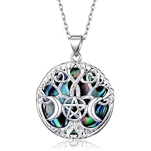 Pentacle Pentagram Triple Moon Goddess Necklace Witch Jewelry