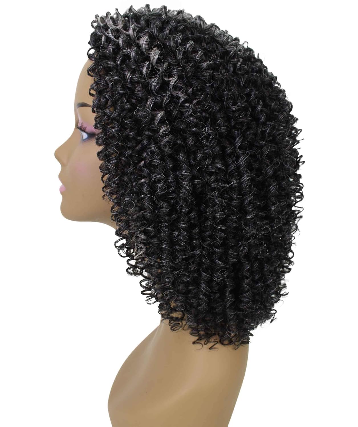 LUXLUXE Alexandra Curly Layered 14 in Long Half Wig Mix Human Hair and Synthetic Fibers, Multiple Shades of Natural & Blended Colors
