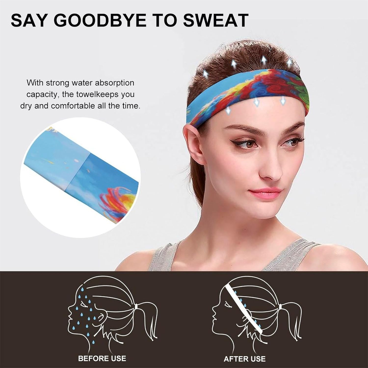 Sugar Roll Speedster Sports Headbands for Men & Women,Sweat Headbands Soft Sports Thin Head Bands for Running,Cycling,Football,Yoga,Hairband Washing Face Sweat Wicking Non Slip