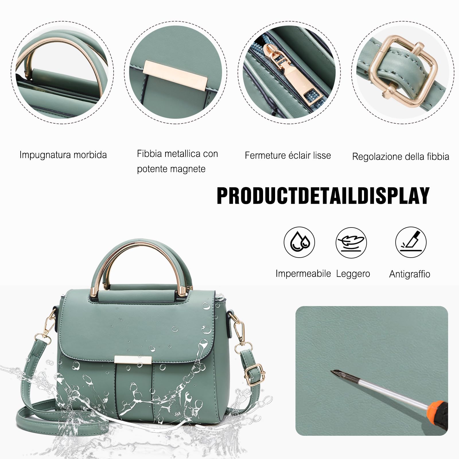 FANDARE Borsa a tracolla per Donna Elegante Borsetta Ragazza Borsa a Spalla PU Pelle Telefono Pochette Borsello Phone Crossbody Bag Cellulare Portafogli Borsa Viaggio Borsa a Spalla Nero