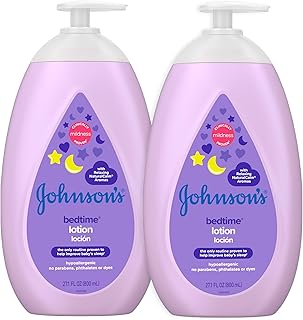 Johnson's Moisturizing Bedtime Baby Lotion with Coconut Oil & NaturalCalm Aromas to Help Relax Baby, Mild, Hypoallergenic & Paraben-, Phthalate- & Dye-Free, Twin Pack, 27.1 fl. oz, 2 Pack