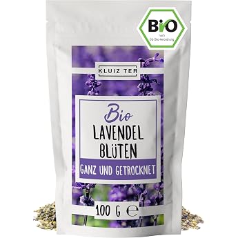 KLUIZ Tea Organic Lavender Flowers Dried 100 g Lavender Tea 100% Natural from Organic Cultivation