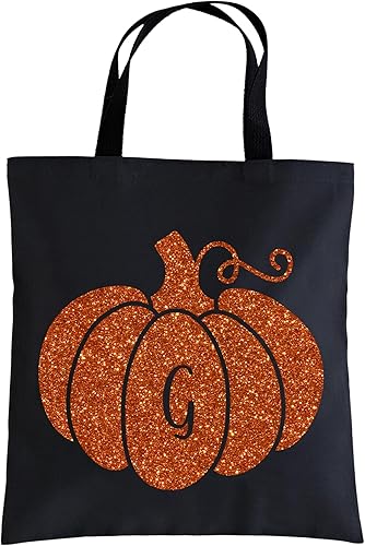 Let's Make Memories Bolsa de regalo personalizada de calabaza brillante para Halloween, bolsa de dulce o truco - nombre personalizado o inicial