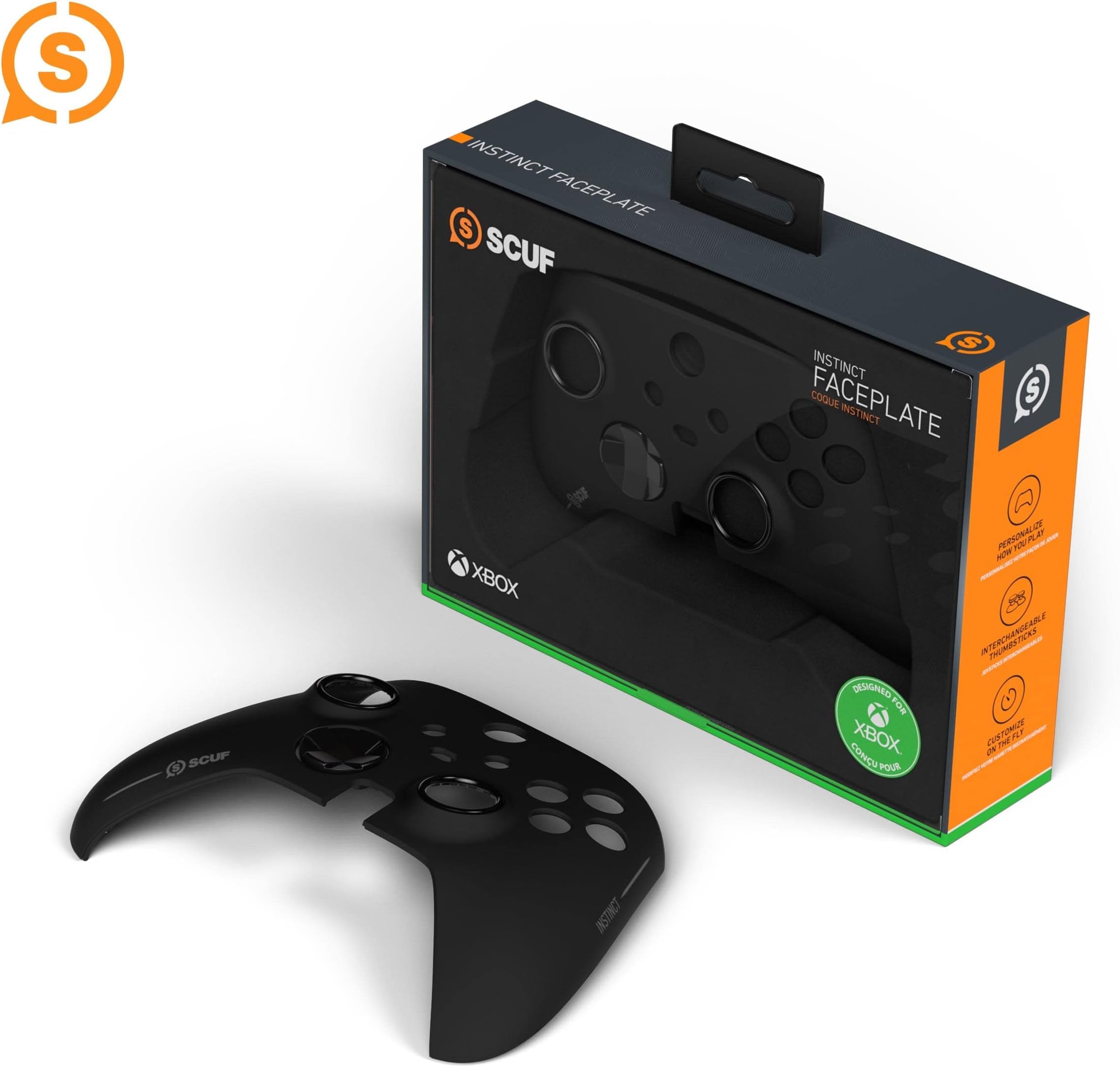 SCUF Instinct Controller Removeable Faceplate Kit - Anti Friction Rings - Xbox Series X, S, Xbox One - Black