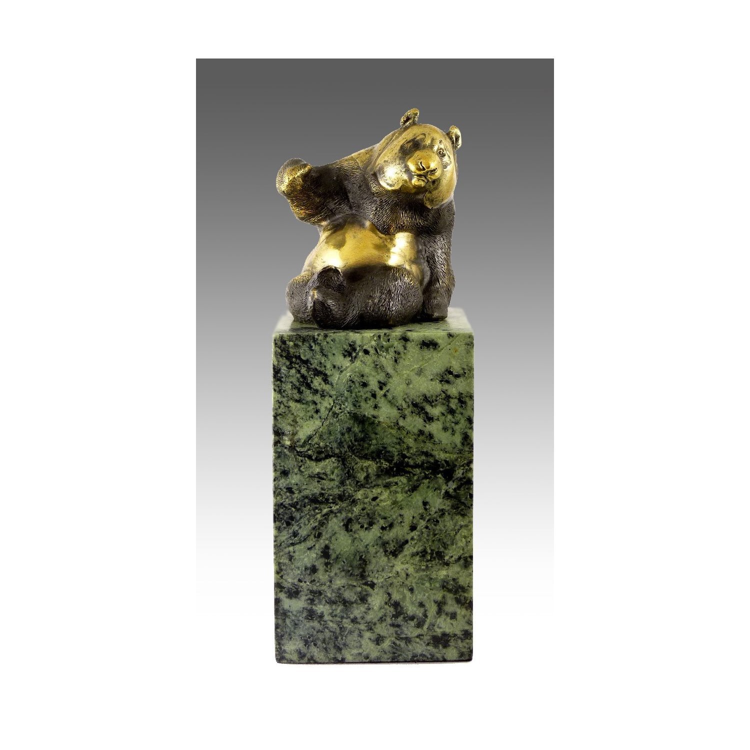 Statue de panda en bronze d'art signé Milo avec socle marbre fait main