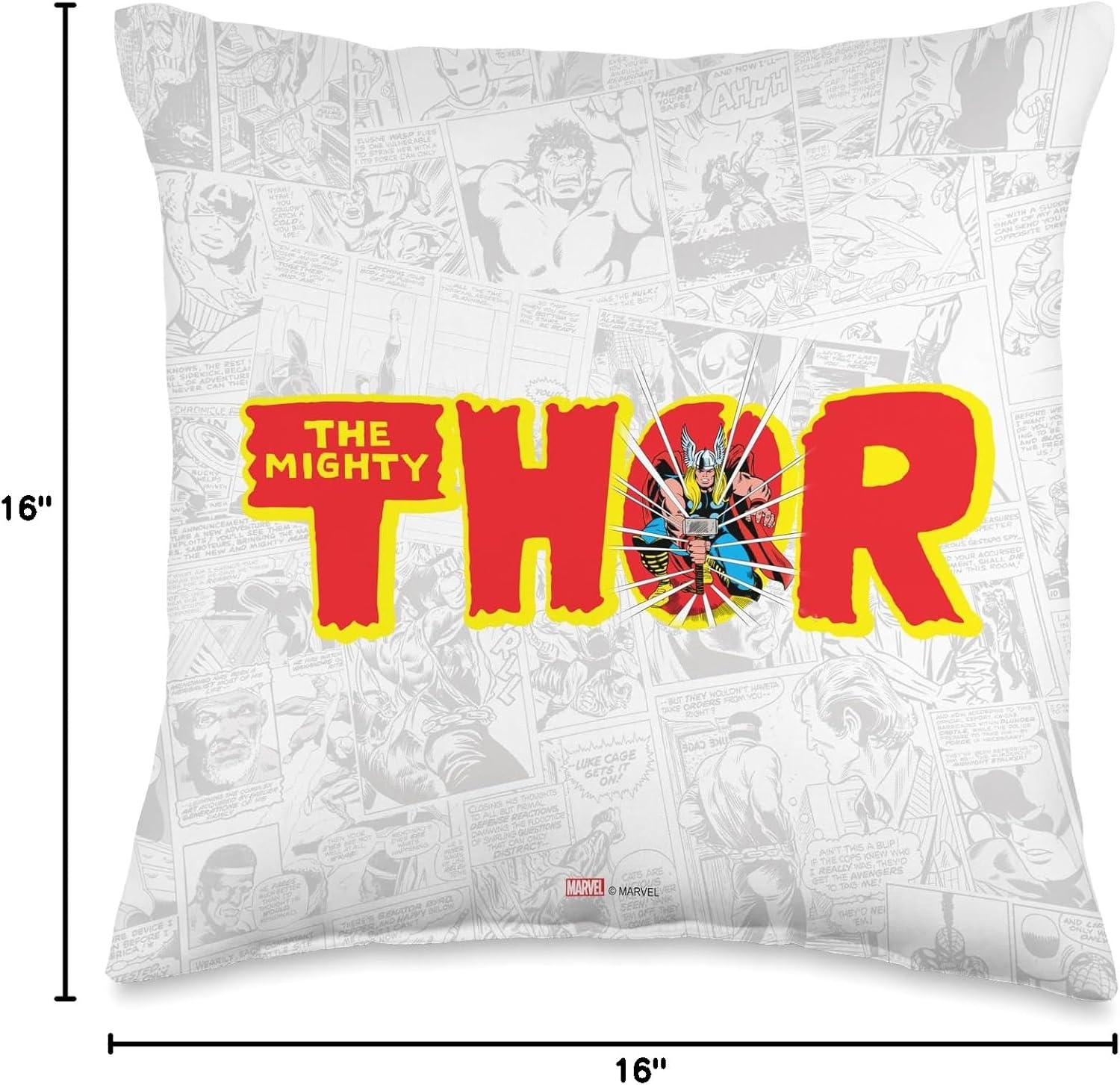 Marvel The Mighty Thor Retro Comic Book Throw Pillow